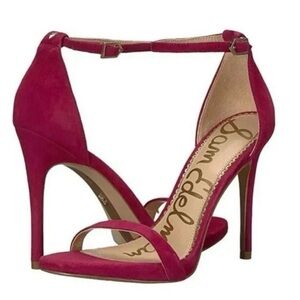 Sam Edelman Ariella Heel Burgundy Strappy Ankle Strap Stiletto Open Toe Suede